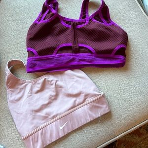 2 Nike bras - one medium, one dark pink
